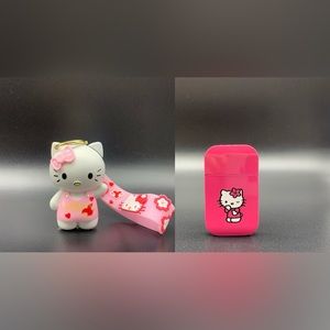 2 X Hello kitten pink flame refillable lighters